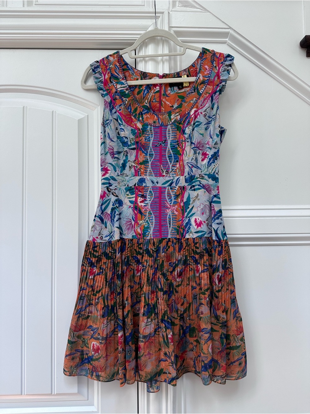 SALONI Multicolor Floral Mixed-Print Mini Dress - Orange & Blue Accents